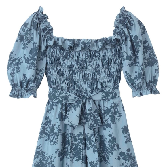 Gal meets Glam bluefox retro smocked floral dress - Picture 7 of 11